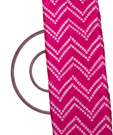 Light Fuchsia Colour Digital Bandhani Print Viscose Chinon Silk Fabric